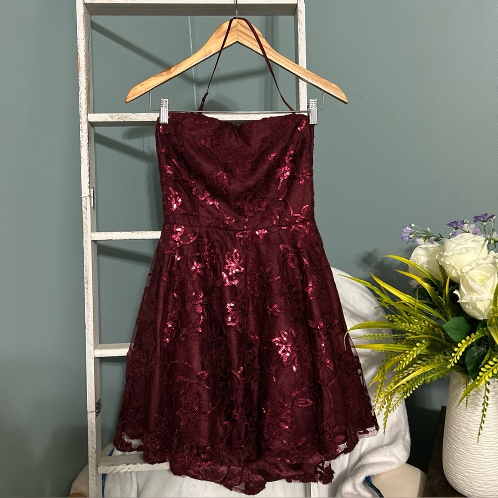 B DARLIN Women’s Lined Lace-up Back SpaghettiStrapMiniDress |Size 9/10 | NWT |D2 - Picture 3 of 12